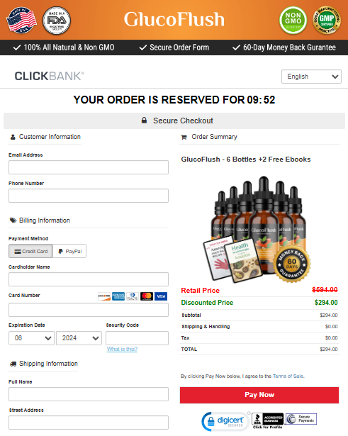 GlucoFlush Order Page